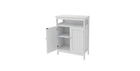 Slickblue 2-Door Bathroom Linen Cabinet with Storage Shelf and Wood Finish for Organization