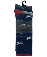 Gold Toe Men's 3-Pack Holiday Hound Reinforced Toe Crew Socks