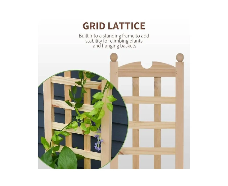Slickblue Solid Fir Wood Raised Garden Bed Planter Box with Trellis for Vertical Growth