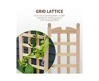 Slickblue Solid Fir Wood Raised Garden Bed Planter Box with Trellis for Vertical Growth