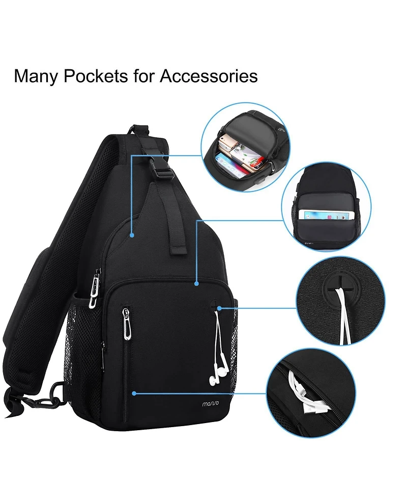 Mosiso Sling Backpack with Usb Charging Port - Crossbody Travel Hiking Daypack for Men/Women, Water-Resistant Chest Bag with Anti-Theft Design