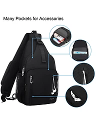 Mosiso Sling Backpack with Usb Charging Port - Crossbody Travel Hiking Daypack for Men/Women, Water-Resistant Chest Bag with Anti-Theft Design