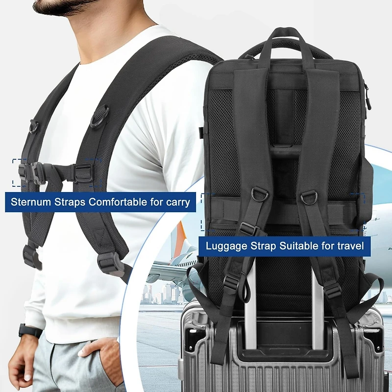 Mosiso 40L Travel Backpack, Tsa-Friendly Carry On Laptop Backpack with Usb Charging Port & Lay-Flat Opening - Fits 17-17.3 Inch Laptop