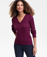 I.n.c. International Concepts Women's Ribbed V-Neck Sweater, Macy's Exclusive