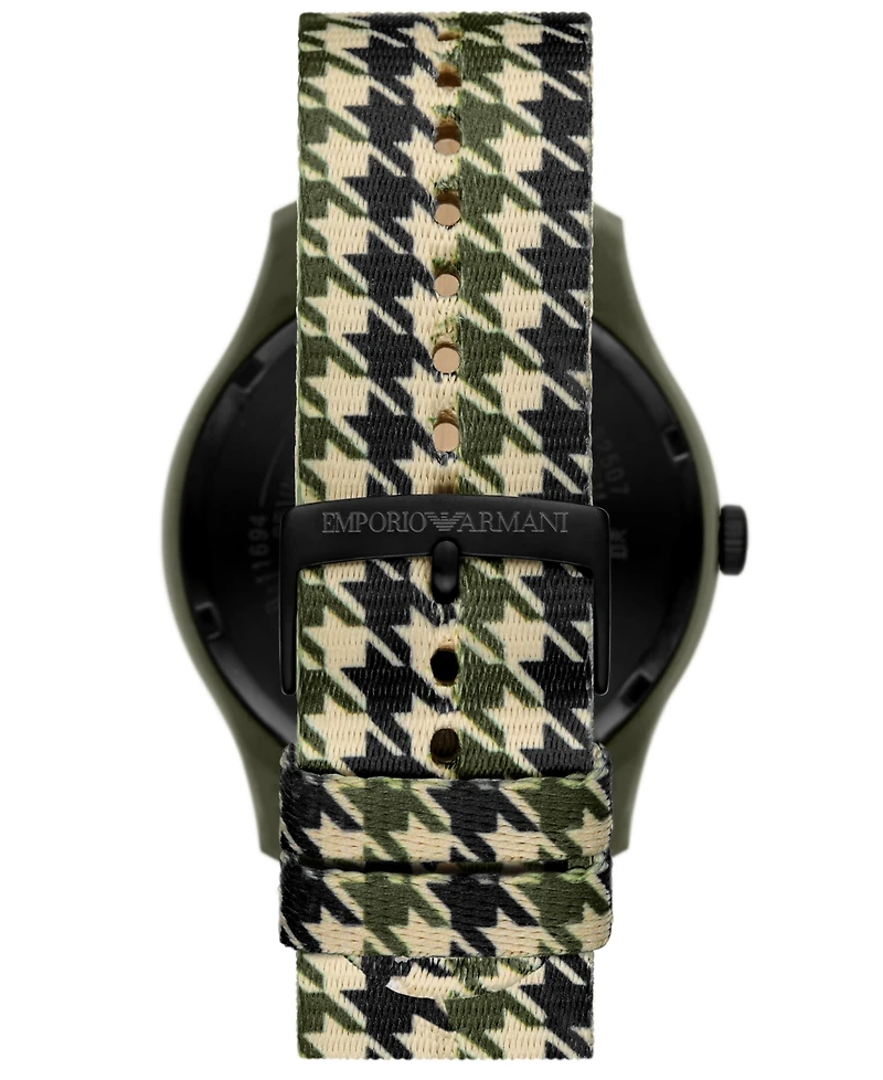 Emporio Armani Men's Green Tri-Tone Textile Strap Watch 45mm