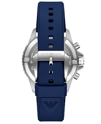Emporio Armani Men's Chronograph World Explorer Solar Blue Silicone Strap Watch 43mm