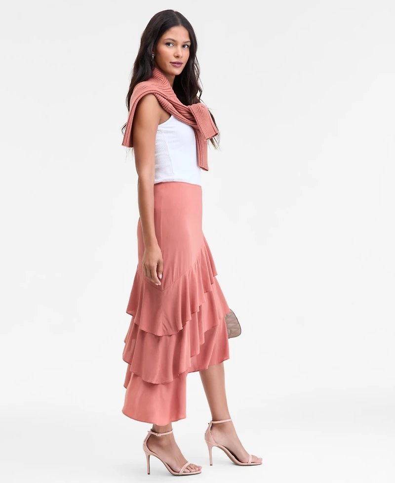 I.n.c. International Concepts Women's Asymmetrical Ruffle Midi Skirt, Macy's Exclusive