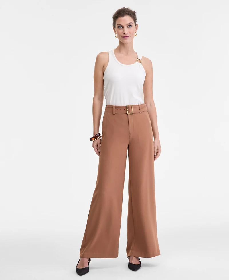 I.n.c. International Concepts Women's Belted High-Rise Wide-Leg Pants, Macy's Exclusive