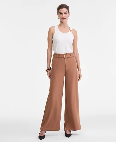 I.n.c. International Concepts Women's Belted High-Rise Wide-Leg Pants, Macy's Exclusive
