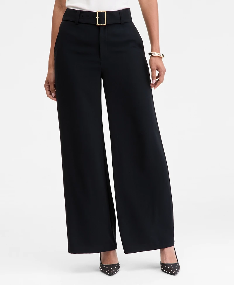 I.n.c. International Concepts Women's Belted High-Rise Wide-Leg Pants, Macy's Exclusive
