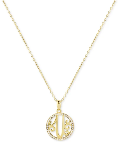 Giani Bernini Cubic Zirconia Pave Monogram U Pendant 18" Necklace in 18k Gold Over Sterling Silver, Created for Macy's