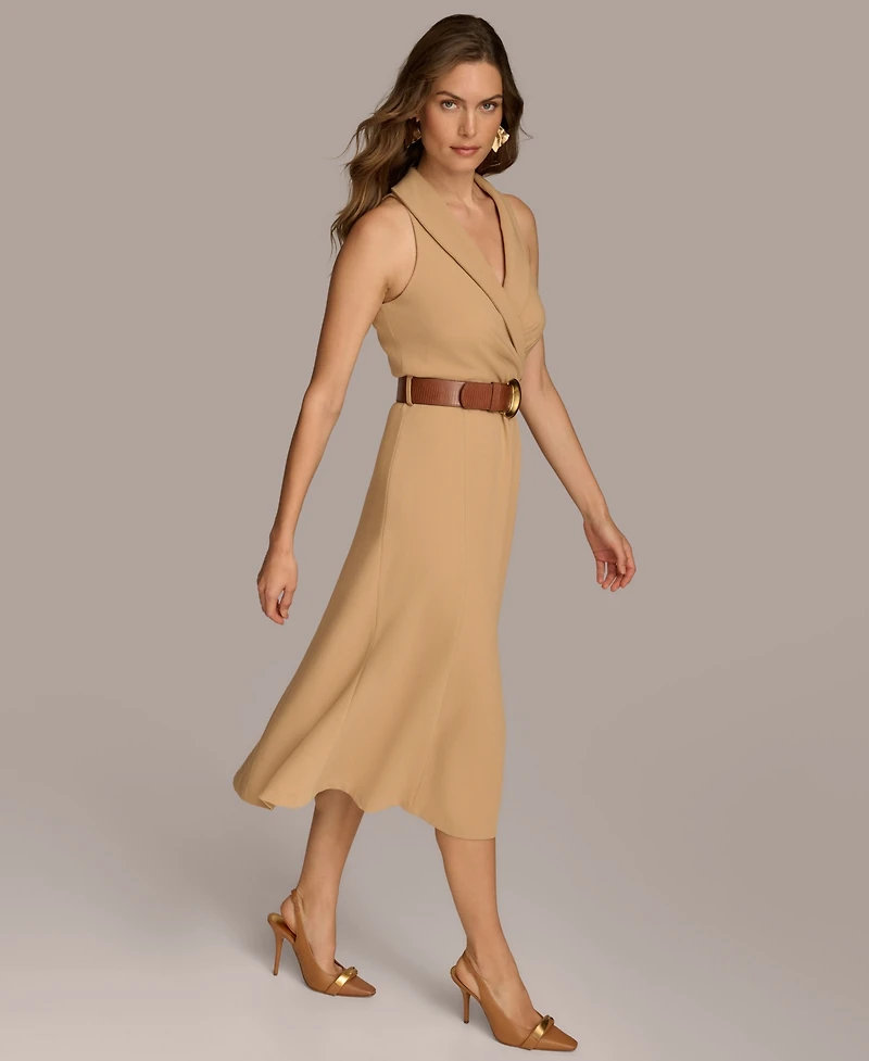 Donna Karan New York Women's V-Neck Sleeveless Midi Dress