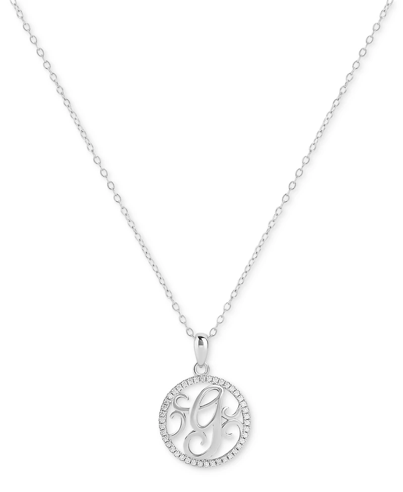 Giani Bernini Cubic Zirconia Filigree Initial Monogram 18" Pendant Necklace in Sterling Silver