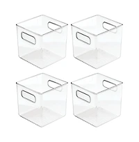 iDesign Cube Storage Bin with Handles for Pantry, Set of 4, Clear, Made in Usa