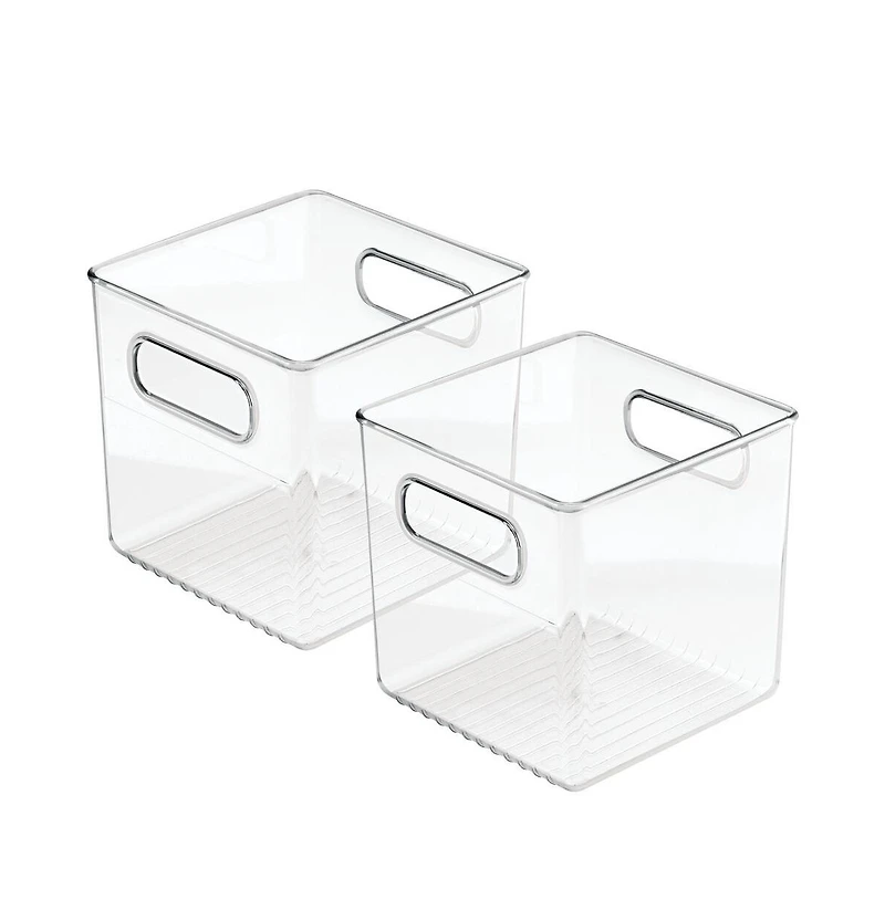 iDesign Cube Storage Bin with Handles for Pantry, Set of 2, Clear, Made in Usa