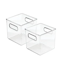 iDesign Cube Storage Bin with Handles for Pantry, Set of 2, Clear, Made in Usa