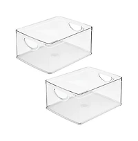 iDesign Stackable Pantry Storage Bin with Handles, Set of 2, Clear