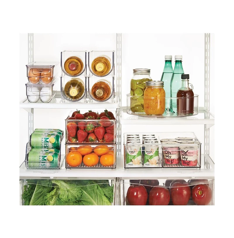 iDesign Divided Plastic Pantry Bin with Handle, Set of 2, Clear, Made in Usa
