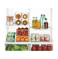 iDesign Divided Plastic Pantry Bin with Handle, Set of 2, Clear, Made in Usa