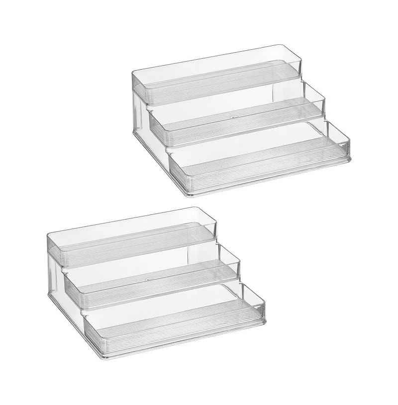 iDesign 3-Tier Spice Rack Organizer for Cabinets, Set of 2, Clear, Made in Usa