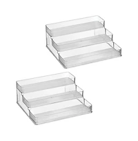 iDesign 3-Tier Spice Rack Organizer for Cabinets, Set of 2, Clear, Made in Usa