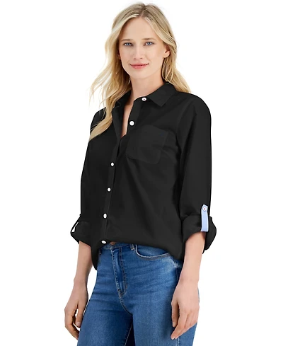 Nautica Jeans Women's Roll-Tab Button-Front Shirt