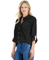 Nautica Jeans Women's Roll-Tab Button-Front Shirt