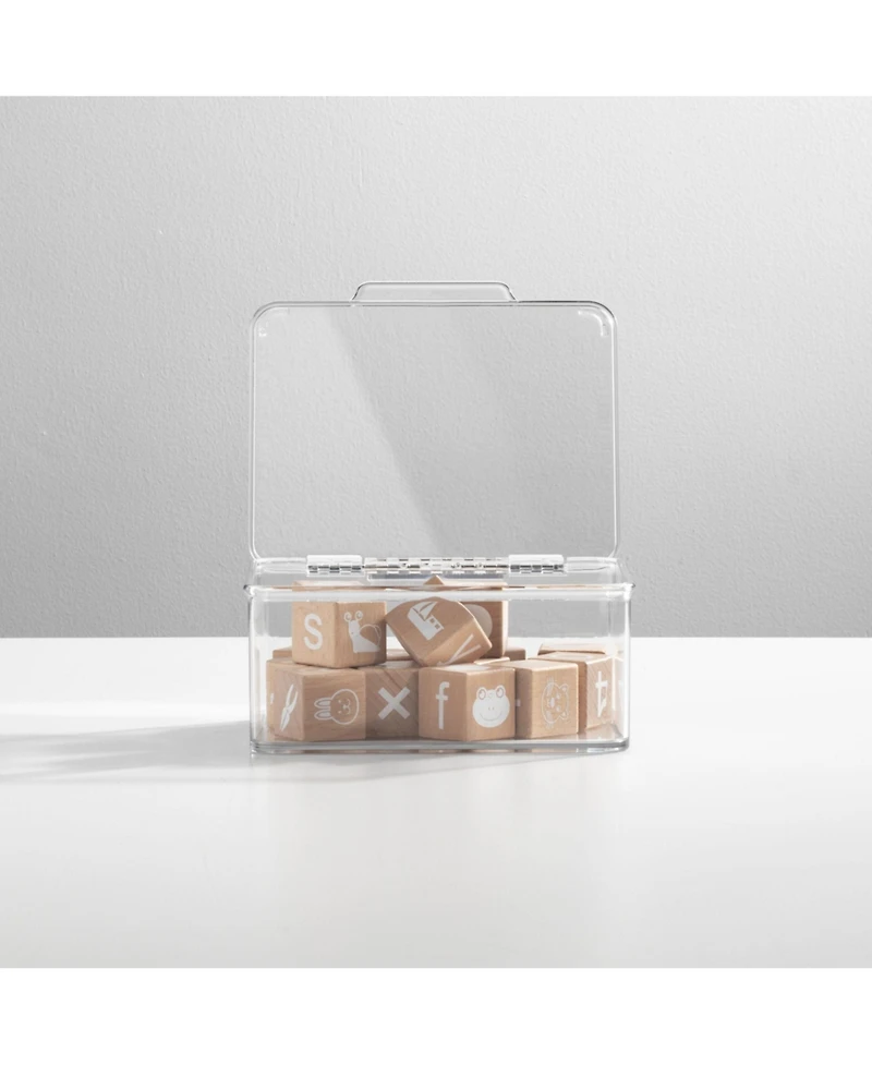 mDesign Plastic Playroom/Gaming Storage Organizer Box, Hinge Lid, 8 Pack, Clear, Usa Made