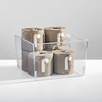 mDesign Plastic Bathroom Storage Organizer Bin with Handles, 8 Pack, Clear