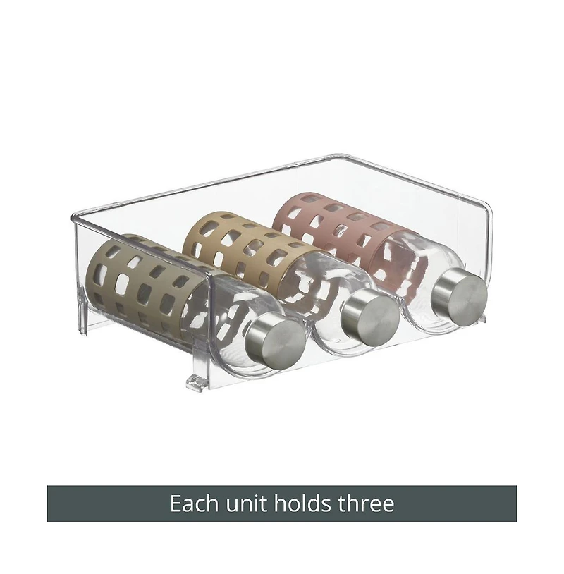 mDesign Plastic Free-Standing Stackable 3 Bottle Storage Rack, 4 Pack, Clear