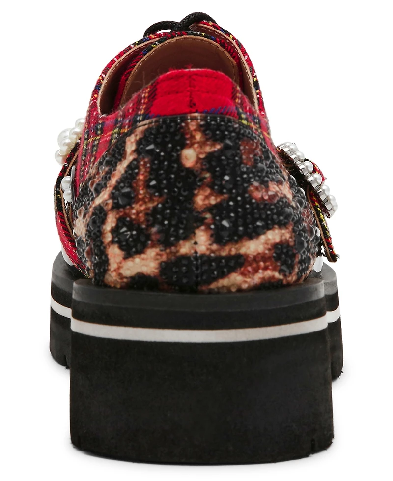 Betsey Johnson Women's Simonee Embellished Lace Up Oxford Loafers