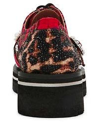 Betsey Johnson Women's Simonee Embellished Lace Up Oxford Loafers