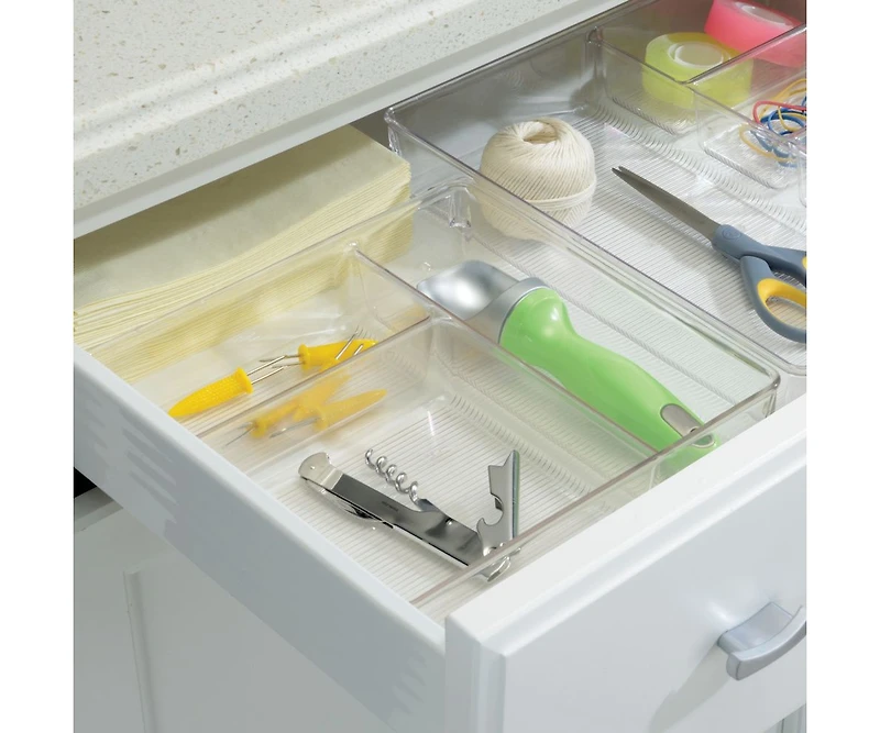 iDesign 3-Section Plastic Drawer Organizer - Set of 6