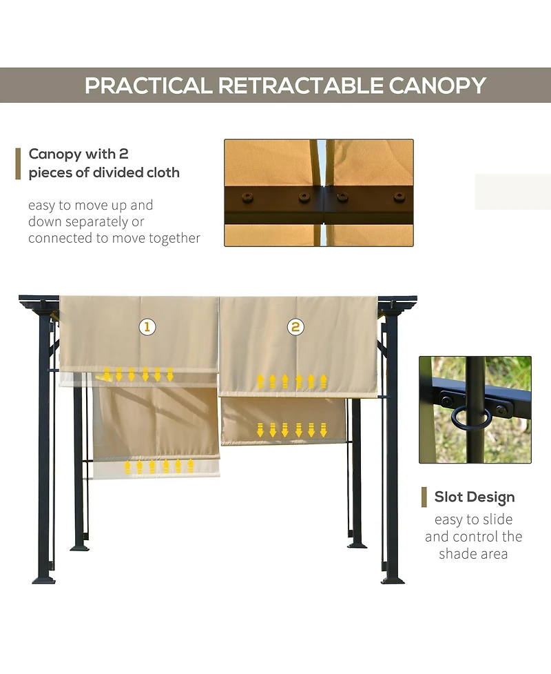 Outsunny 12' x 10' Outdoor Patio Gazebo Pergola with Retractable Canopy Roof
