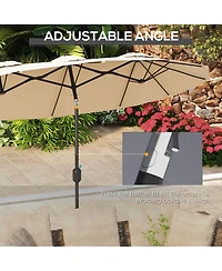 Outsunny 9.7' Double-sided Patio Umbrella Tilt Outdoor Umbrella