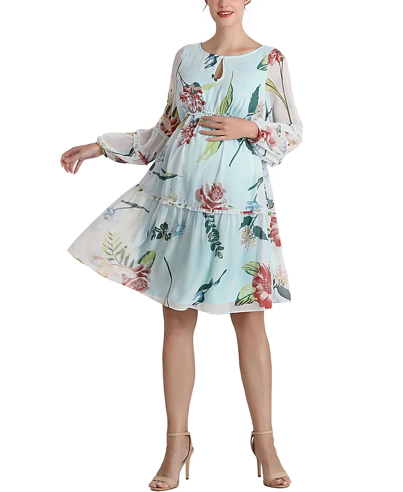 kimi + kai Women's Brielle Chiffon Maternity Dress