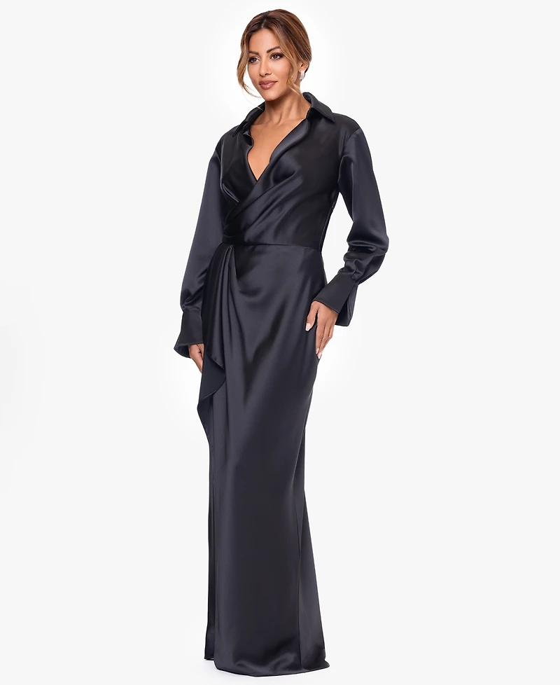 Xscape Petite Long Sleeve Shirt Dress