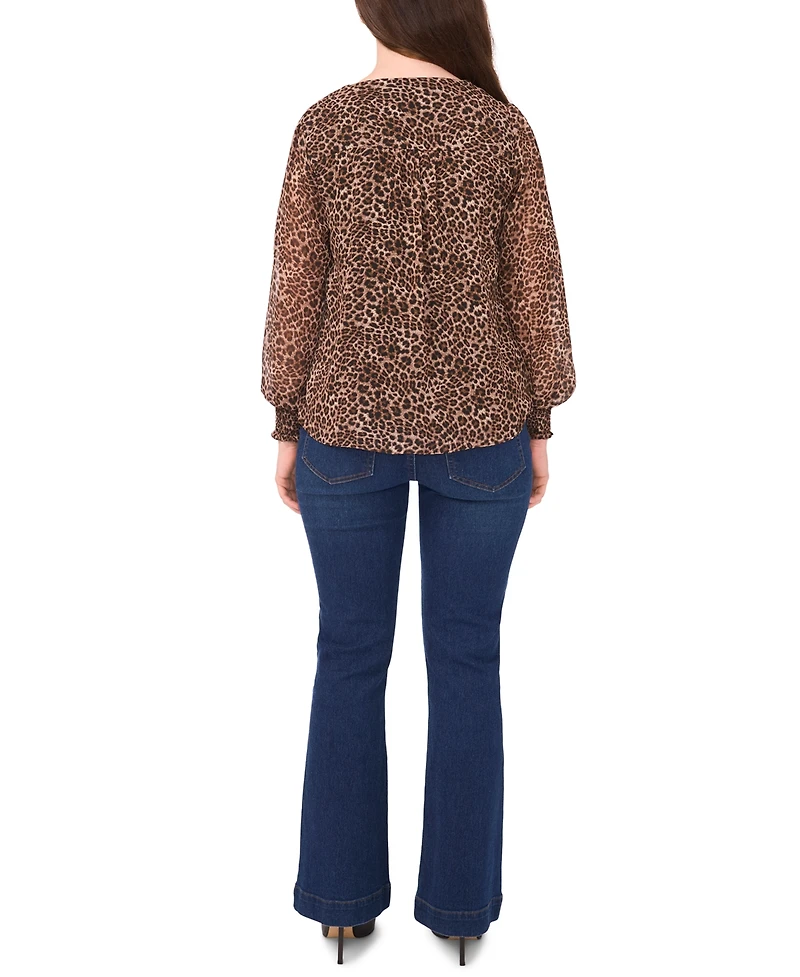 Sam & Jess Women's Smocked Shoulder V-Neck Blouse Top