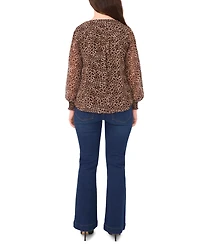 Sam & Jess Women's Smocked Shoulder V-Neck Blouse Top