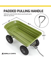 Gorilla Carts Heavy Duty Poly Yard Dump Cart, Lawn & Garden Wagon, 600 Lb, Green