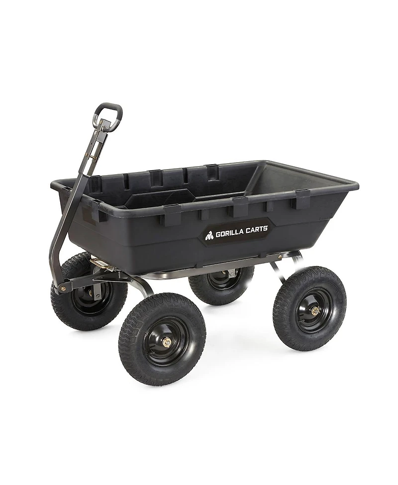 Gorilla Carts Heavy Duty Poly Yard Dump Cart Garden Wagon with 16 Inch Tires