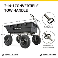 Gorilla Carts Heavy Duty Poly Yard Dump Cart Garden Wagon with 16 Inch Tires