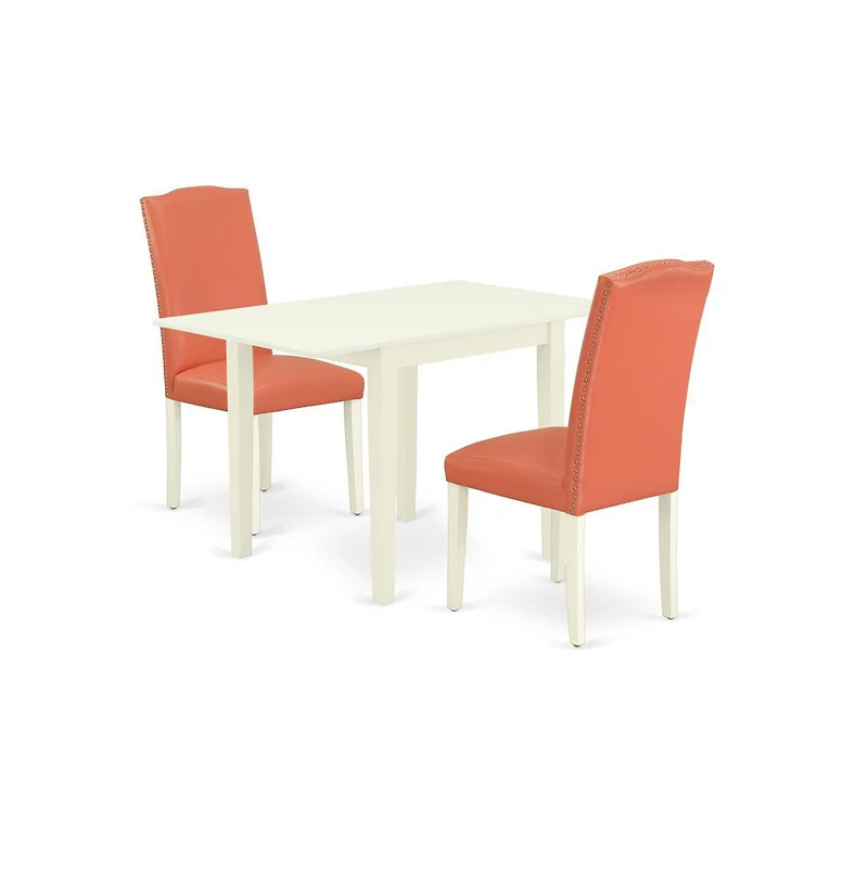 East West Furniture Dining Room Set Linen White