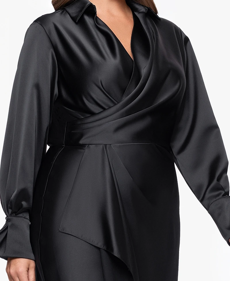 Xscape Plus-Size V-Neck Long Dress
