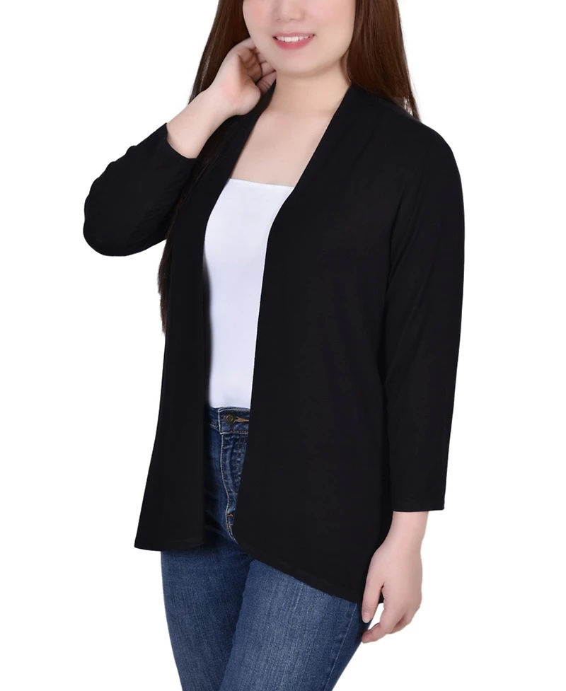 Ny Collection Petite 3/4 Sleeve Solid Cardigan Sweater