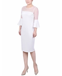 Ny Collection Petite Illusion Neck Scuba Dress