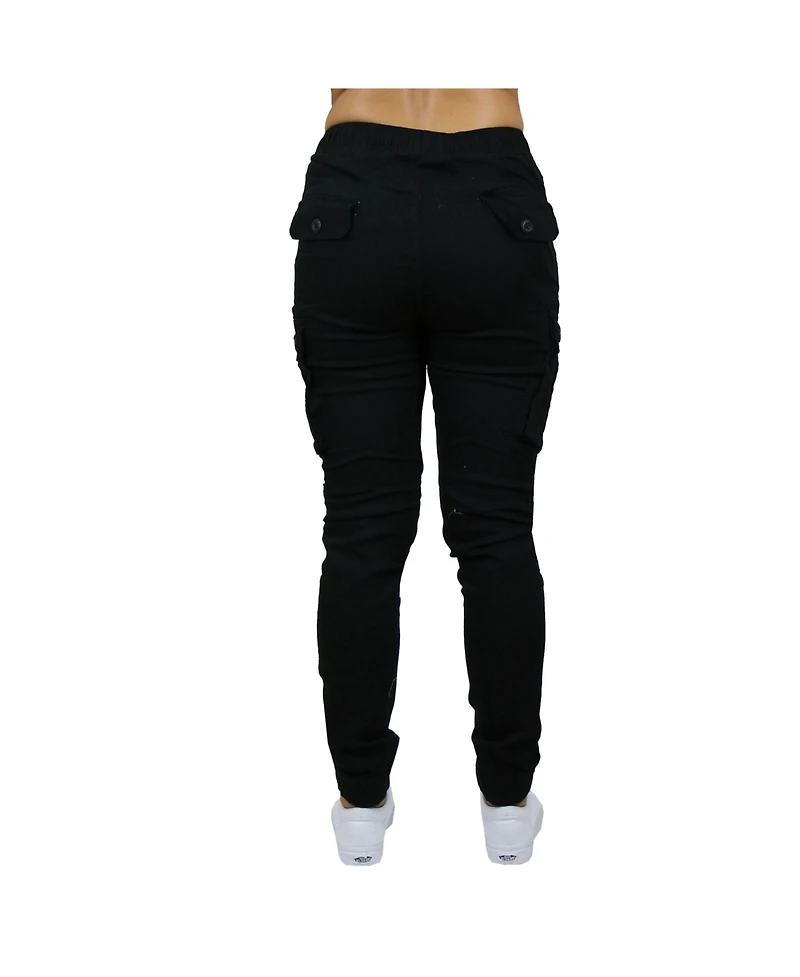 Galaxy By Harvic Women's Loose Fit Cotton Stretch Twill Cargo Joggers