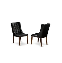 East West Furniture 5 Pc Dining Room Table Set Consists of 4 Black Linen Fabric Dining Chairs with Nailheads and Distressed Jacobean Dining Table