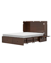 Livelylodge Murphy Bed Cabinet, Queen Murphy Bed with Usb and Charging Ports, Cabinet with Drawer Includes Storage Cabinet, Queen Suit for Guest Room,