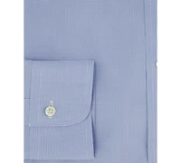 Men's Regular Fit Non-Iron Spread Collar Micro-Houndstooth Pinpoint Dress Shirt